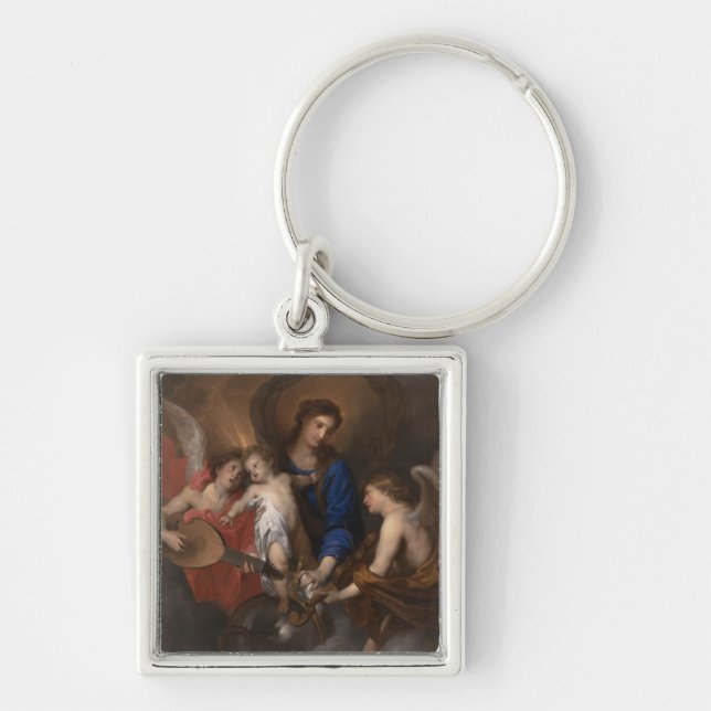 Virgin and Child with Music Making Angels Keychain (Front)