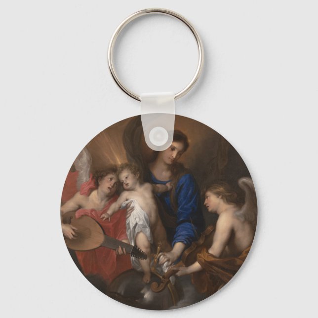 Virgin and Child with Music Making Angels Keychain (Front)