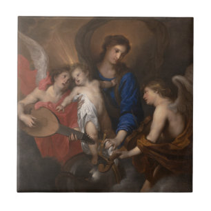 Virgin and Child with Music Making Angels Tile