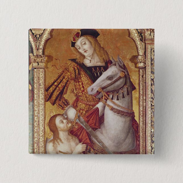 Virgin and Child with SS. Gregory and Martin 2 Inch Square Button (Front)