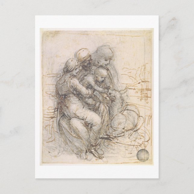 Virgin and Child with St. Anne, c.1501-10 (pen and Postcard (Front)