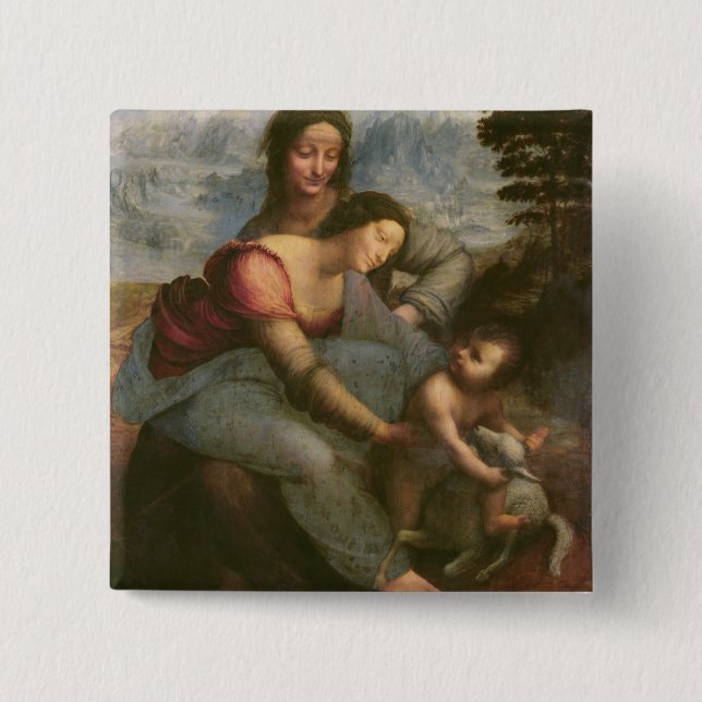 Virgin and Child with St. Anne, c.1510 2 Inch Square Button (Front)