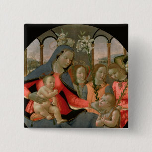 Virgin and Child with St. John the Baptist 2 Inch Square Button