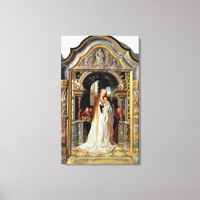 Virgin and Child with Three Angels, central panel Canvas Print (Front)
