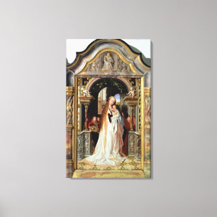Virgin and Child with Three Angels, central panel Canvas Print