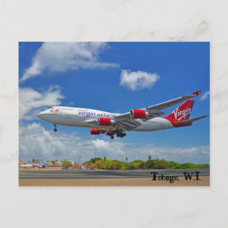 Virgin Atlantic Landing In Tobago Postcard