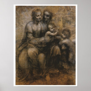 Virgin & Child with Saints Anne & John, da Vinci Poster