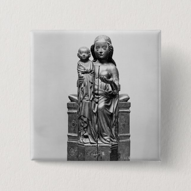 Virgin  closed, early 15th century 2 inch square button (Front)