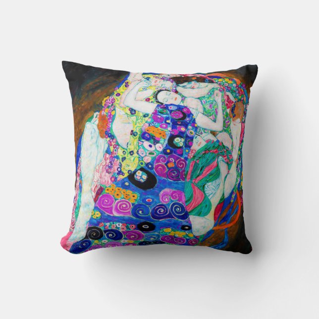 Virgin (Girls), Gustav Klimt Throw Pillow (Front)
