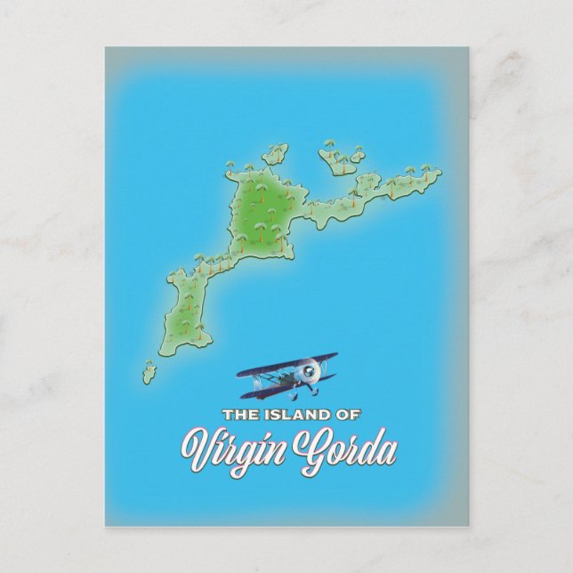 Virgin Gorda Map Postcard (Front)