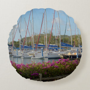 Virgin Gorda Yacht Harbour Round Pillow