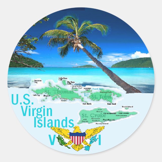 VIRGIN ISLANDS CLASSIC ROUND STICKER (Front)