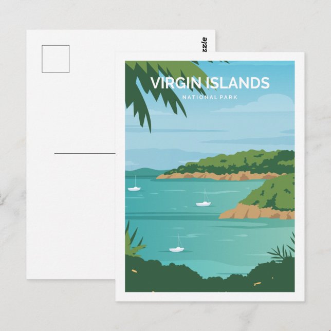 Virgin Islands Famous Travel Place Illustration Postcard (Front/Back)