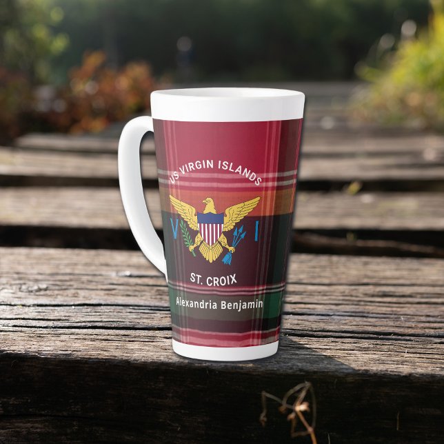 Virgin Islands Flag St. Croix Madras Personalize Latte Mug (Creator Uploaded)