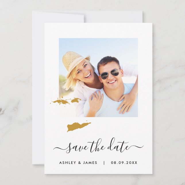 Virgin Islands Map Photo Wedding Save the Date (Front)