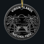 Virgin Islands National Park Monoline Ceramic Ornament<br><div class="desc">Virgin Islands national park design in a minimalist,  monoline style</div>