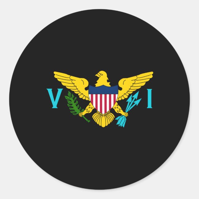 Virgin-Islands-Seal Caribbean-Sea Atlantic-Ocean Classic Round Sticker (Front)