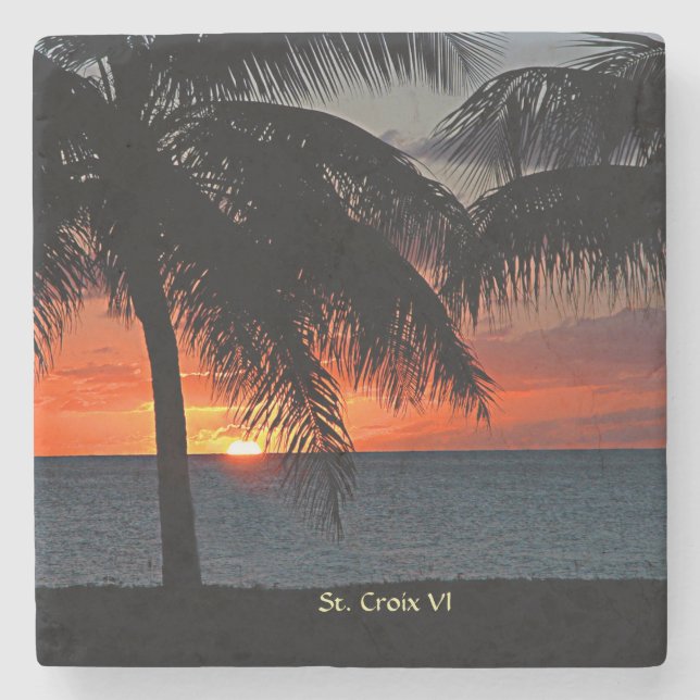Virgin Islands St. Croix Sunset USVI Personalize  Stone Coaster (Front)