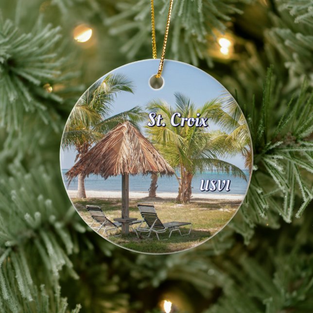  Virgin Islands St. Croix Tropical Beach Christmas Ceramic Ornament (Tree)
