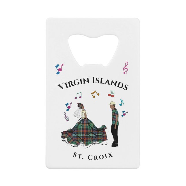 Virgin Islands St. Croix USVI Madras Plaid Credit Card Bottle Opener (Front)