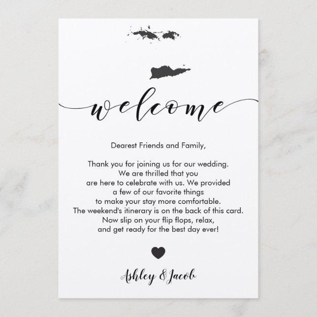 Virgin Islands Wedding Welcome Letter & Itinerary Program (Front)