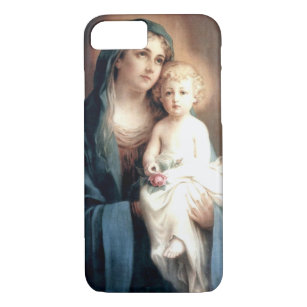 Virgin Madonna Mary with Christ Child Jesus Rose iPhone 8/7 Case