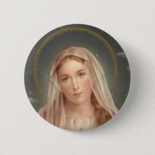 VIRGIN MARY 2 INCH ROUND BUTTON