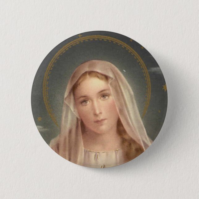 VIRGIN MARY 2 INCH ROUND BUTTON (Front)