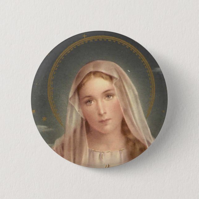 VIRGIN MARY 2 INCH ROUND BUTTON (Front)