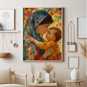 Virgin Mary and Baby Jesus Impressionism Photo Print