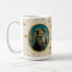 Virgin Mary and Baby Jesus on Starry Christmas Coffee Mug