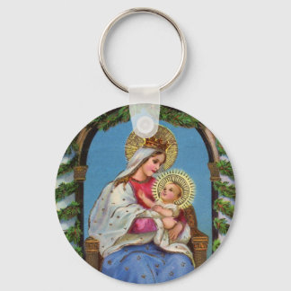 Virgin Mary and Baby Jesus Religious Keychain