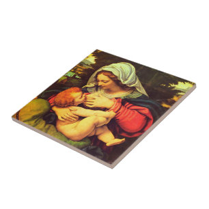 Virgin Mary and Child by Andrea Solario Tile