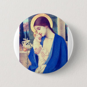 Virgin Mary and Child by Marianne Stokes 2 Inch Round Button