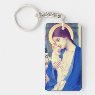 Virgin Mary and Child by Marianne Stokes Keychain