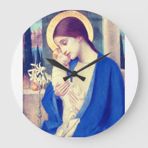 Virgin Mary and Child by Marianne Stokes Large Clock
