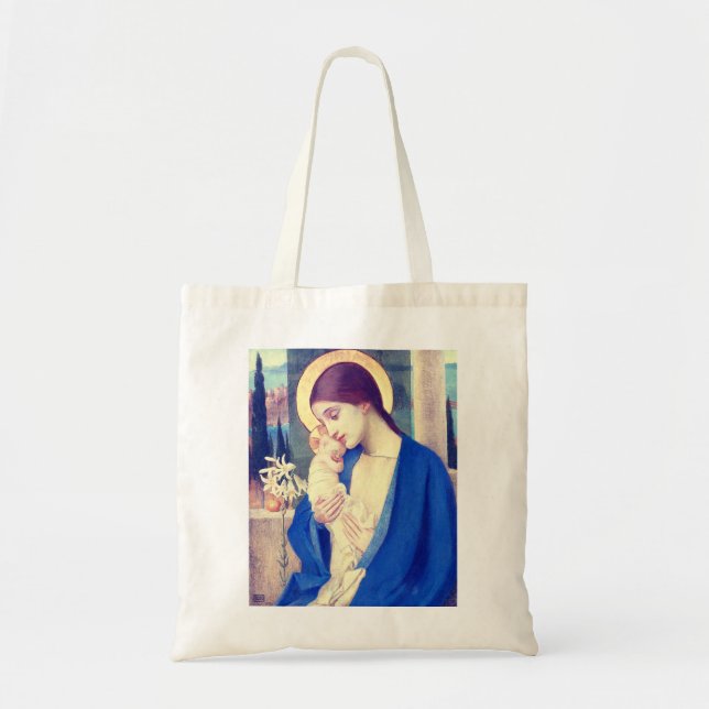 Virgin Mary and Child by Marianne Stokes Tote Bag (Front)