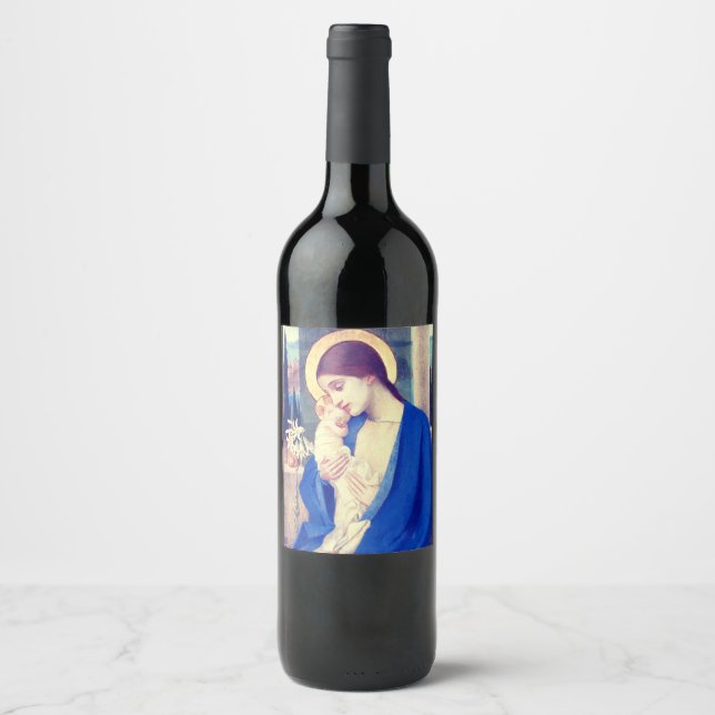 Virgin Mary and Child by Marianne Stokes Wine Label (Front)