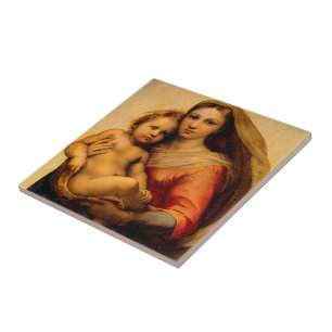 Virgin Mary and Child by Rafael Santi Catholic Art Tile