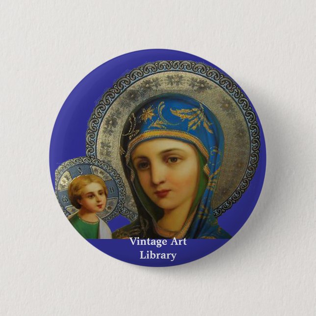 Virgin Mary and Child Jesus 2 Inch Round Button (Front)