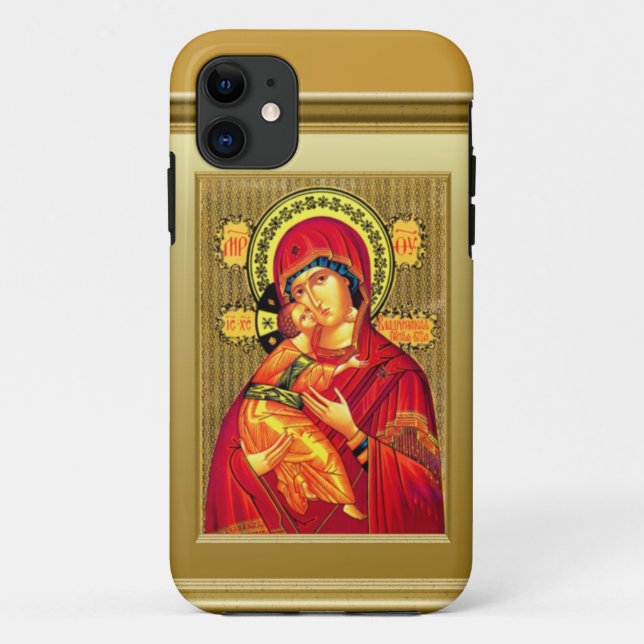 Virgin Mary and child Jesus in red clothes Case-Mate iPhone Case (Back)