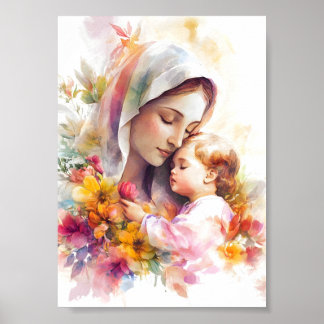 Virgin Mary and Child Jesus Madonna Blessed Mother Poster