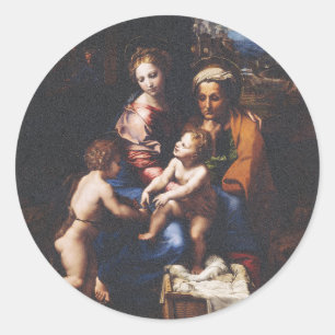 Virgin Mary and Child with John the Baptist Classic Round Sticker