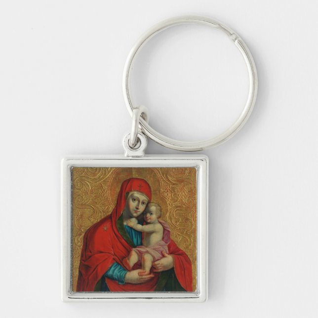 Virgin Mary and Jesus Child by Jan Rombauer Keychain (Front)
