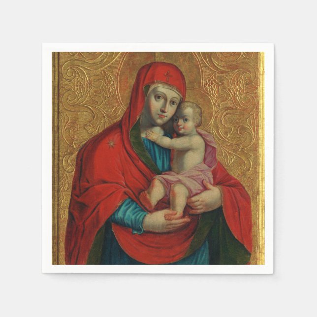 Virgin Mary and Jesus Child by Jan Rombauer Napkin (Front)