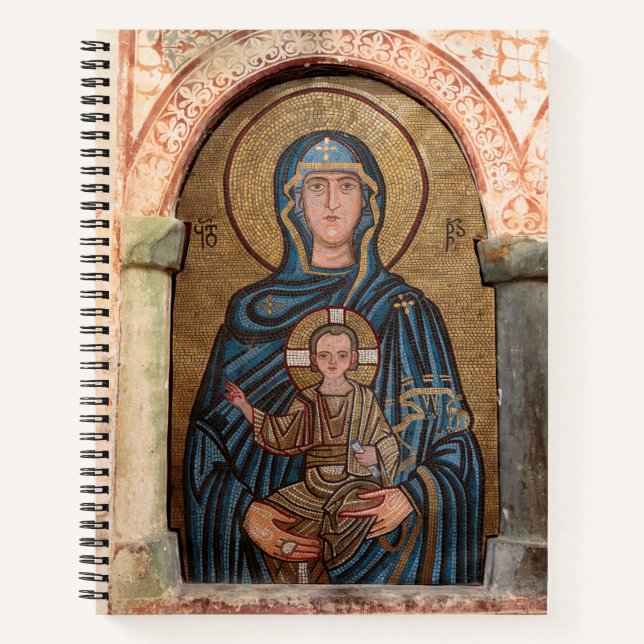 Virgin Mary And Jesus Mosaic Notebook (Front)