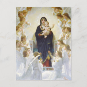 Virgin Mary and Jesus with angels Postcard