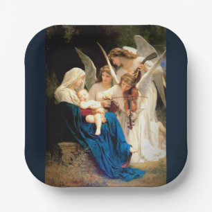 Virgin Mary, Baby Christ Jesus, with  Angels Paper Paper Plate