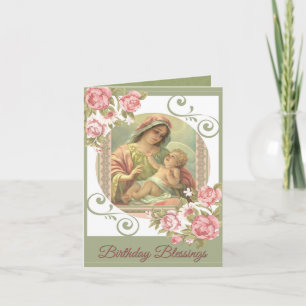 Virgin Mary Baby Jesus Birthday Blessings Card