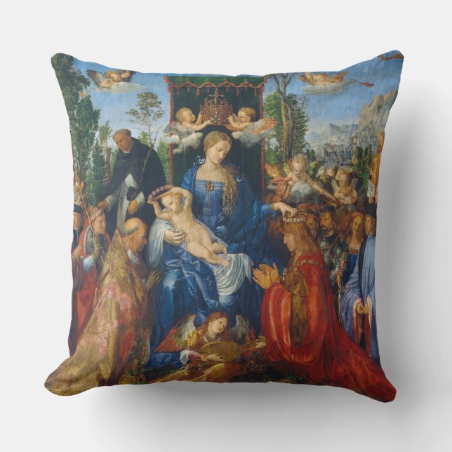 Virgin Mary Baby Jesus Saints Angels Religious Art Throw Pillow (Front)